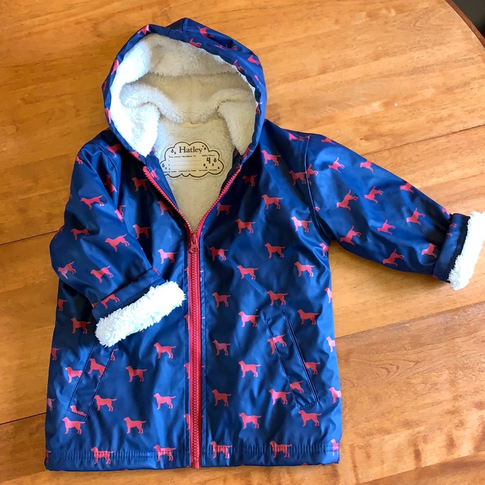 Hatley Rain Coat Red Dogs Size 4 toddler